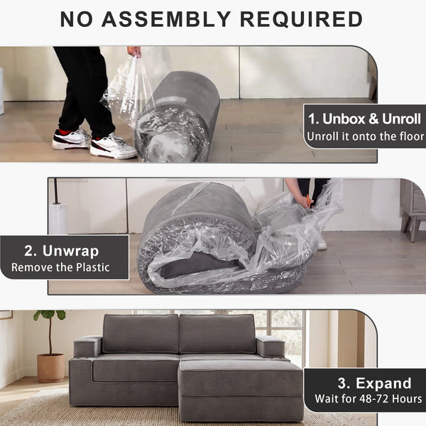 Holaki 5 in 1 Modular Sectional Sofa with Movable Ottoman, L-Shaped Convertible Boneless Couch for Living Room, Corduroy Deep Seat Sofa