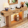 Holaki 63" Long Console Tables with Outlet, LED Strip & 2 Drawers, Modern Farmhouse Entryway Table with 20 Static Colors & 20 Changing Modes for Living Room, Office