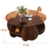 31.5" Round Glass Top Coffee Table for Living Room, Holaki Modern Center Table with Solid Wood Legs and Storage Shelves, Circle Center Cocktail Table with Tempered Glass-Top