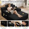 Oversized Chaise Lounge Chair Indoor, Holaki 2 in 1 Convertible Sofa Bed with 3 Pillows & Side Pocket, Corduroy Upholstered Sleeper Sofa Bed for Small Spaces Living Room Apartment