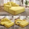 Oversized Chaise Lounge Chair Indoor, Holaki 2 in 1 Convertible Sofa Bed with 3 Pillows & Side Pocket, Corduroy Upholstered Sleeper Sofa Bed for Small Spaces Living Room Apartment