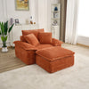 47" Oversized Chaise Lounge Chair Indoor, Holaki Fluffy Corduroy Upholstered Springs Sofa Bed with Ottoman & Pillows, Modern Comfy Cloud Sofas Couches for Living Room, Bedroom