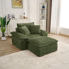 47" Oversized Chaise Lounge Chair Indoor, Holaki Fluffy Corduroy Upholstered Springs Sofa Bed with Ottoman & Pillows, Modern Comfy Cloud Sofas Couches for Living Room, Bedroom