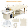 All-in-One Head Spa Massage Table with Steam Fumigation & Water Circulation - Stationary Salon Facial Bed with Gold Steel Frame, Beige PU Leather for Scalp Treatments