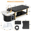 All-in-One Head Spa Massage Table with Steam Fumigation & Water Circulation - Stationary Salon Facial Bed with Gold Steel Frame, Beige PU Leather for Scalp Treatments