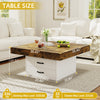 35.43" Coffee Table, Holaki Farmhouse Square Coffee Table with 2 Large Storage Drawers and LED Light, Thick Tabletop Wooden Coffee Table for Living Room Office, Black