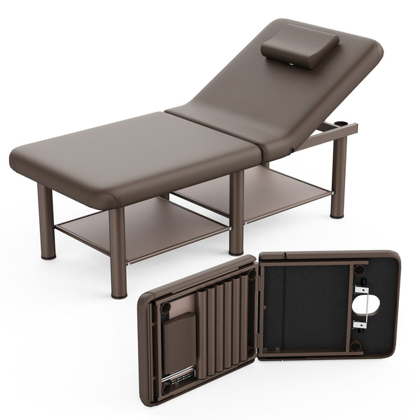 Holaki 75 inch Stationary Massage Table, Heavy Duty Metal Frame with PU Leather, Modern Esthetician Bed for Physical Therapy Spa Tattoo