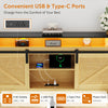Holaki Farmhouse Queen Size Bed Frame with Storage Headboard, 2 Drawers, Charging Station & RGB LED Lights, Wood Platform Bed with Shelves & Hidden Storage, No Box Spring Required, Dark Brown