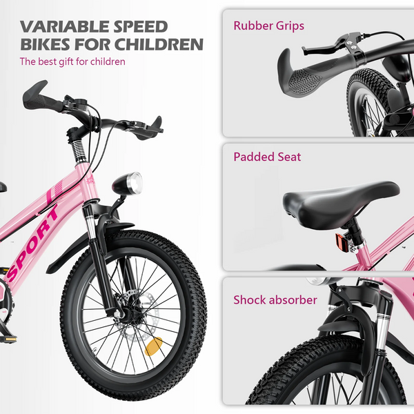 20 Inch Kids Boys Girls Bike for 8-13 Years Old, Kids Bicycle Adjustable Seat with Basket, Training Wheels & Handbrake for Birthday Gift