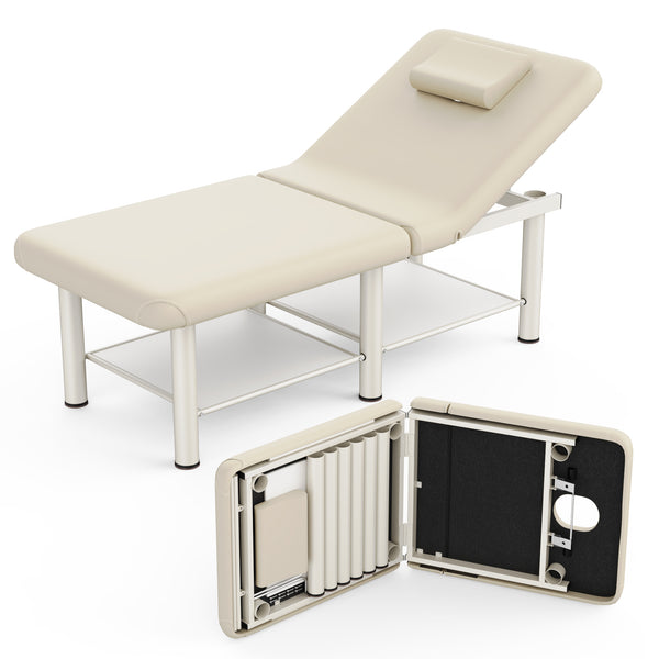 Holaki 75 inch Stationary Massage Table, Heavy Duty Metal Frame with PU Leather, Modern Esthetician Bed for Physical Therapy Spa Tattoo