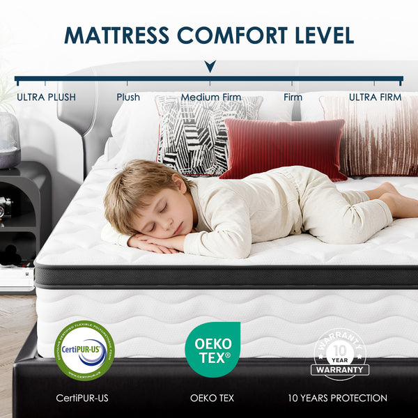 Queen Mattress, Holaki 10 Inch Queen Size Hybrid Memory Foam Mattress in a Box, Individually Wrapped Pocket Springs Mattress, Medium Firm Mattress for Pressure Relief, Strong Edge Support