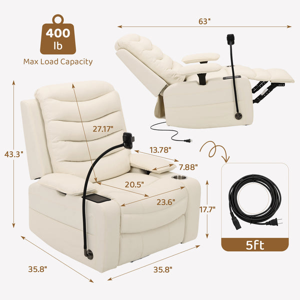 Holaki Power Swivel Glider Recliner Chair for Nursery, Electric Automatic Rocking Nursing Chair with 270° Swivel, Heated Lumbar Support, Massage, Wireless Charging, Smart Cup Holder, Beige