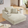 68" Oversized Chaise Lounge Chair Indoor, Comfy Deep Seat Sleeper Cloud Couch with 2 Cup Holder & Throw Pillow, Upholstered Deep Seat Accent Chair for Living Room, No Assembly Required